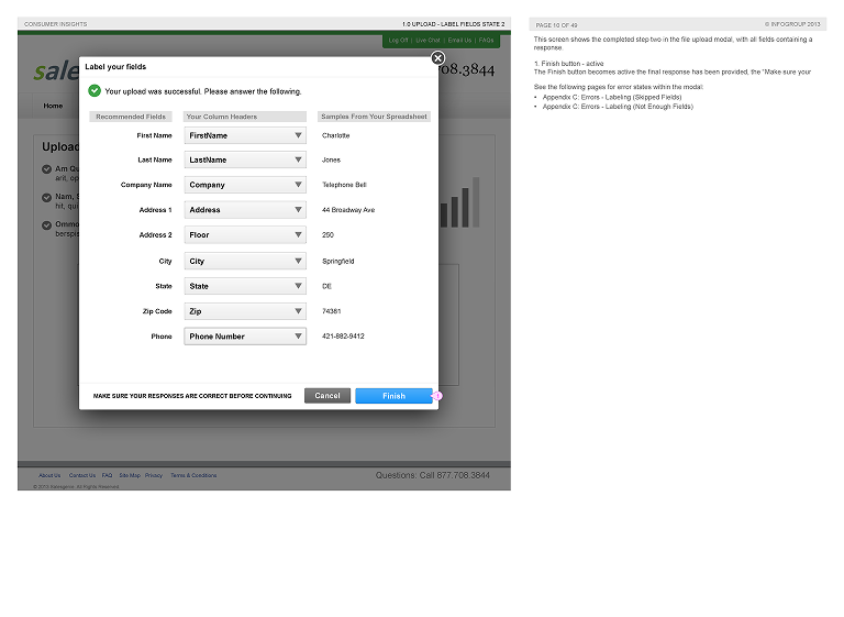 Labeling columns modal