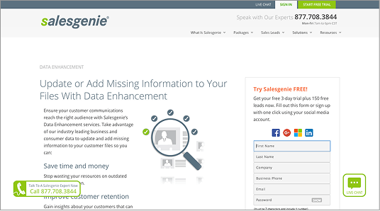 Screenshot of product web page