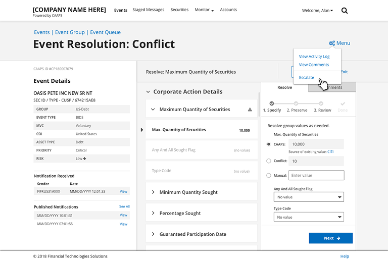 Conflict resolution page